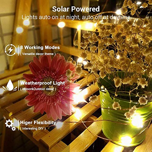 Brizled 2 Pack Solar String Lights, Total 132FT 400 LED Outdoor Solar Fairy Lights, 8 Modes Solar Twinkle Lights, Waterproof Mini LED Solar String Lights for Christmas Garden Party Decor, Warm White - color: Warm White