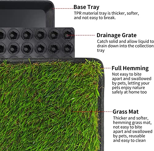 Dog Grass Pad with Tray,40''X27.5''Large Artificial Turf Grass Potty,XL Reusable 3-Layer Dogs Pee Potty Grass Pads, Easy to Clean Portable Dog Litter Box for Indoor/Outdoor Potty Training Toilet