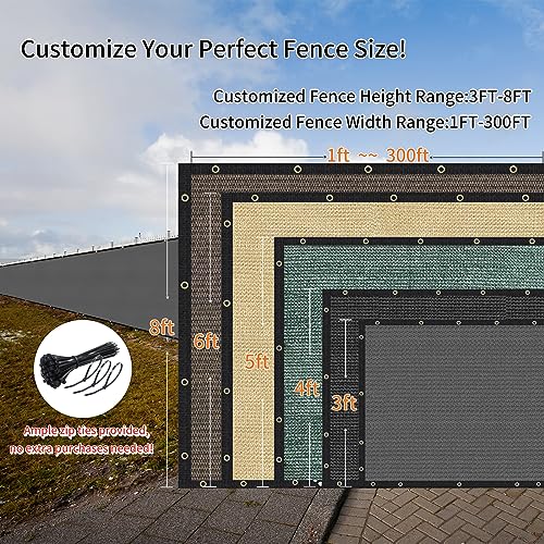 Privacy Fence Screen 8' x 10', 90% Blockage Heavy Duty 170 GSM Fencing Mesh Net Cover for Outdoor Wall Garden Yard Backyard Cable Zip Ties Included Dark Grey-We Make Custom Size - color: Dark Gray, size: 8X10 FT - Custom Sizes
