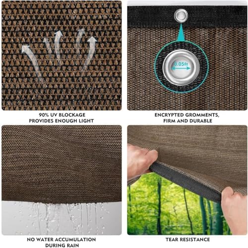 90% Sun Shade Cloth with Grommets, 4 X 8 FT Pergola Shade Cover, Mesh Tarp Sun Screen for Patio, Outdoor, Garden, Backyard - color: Mocha, size: 4 X 8 Ft