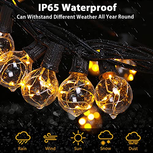 Color Changing Christmas Lights Outdoor String Lights 50ft 50 G40 Bulbs Waterproof Connectable up to 200ft w/ 2 Remotes Timer for Patio Bistro House Garden Party Gazebo Xmas Indoor Outside Decor - size: 50 Feet 50 Bulbs
