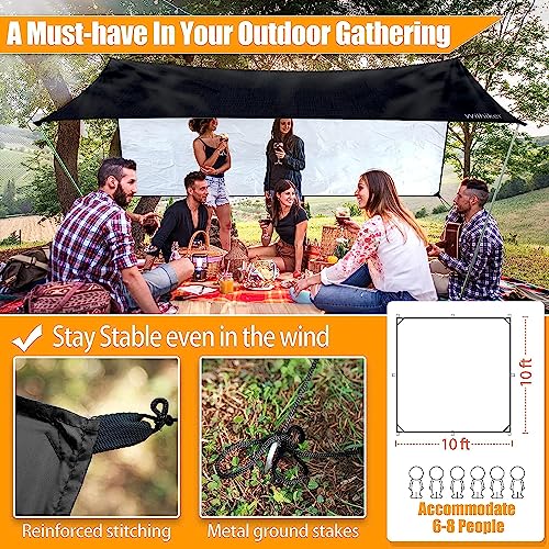 Tent Camping Tarp Hammock Rain Fly: Ultralight Tarps with 3000 PU Waterproof, Hammock Rainfly Sun-Proof Shade for Park Picnic Hiking Backpacking Fishing Outdoor Accessories, 10 x 10 ft
