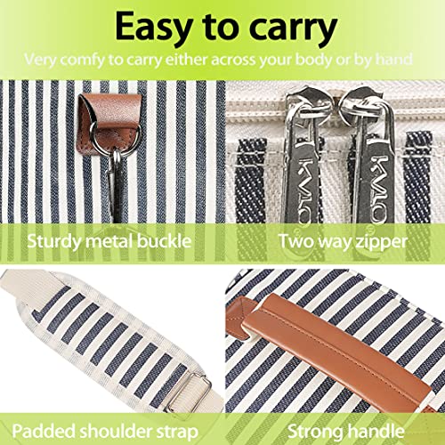 Tirrinia 4 Bottle Leakproof Insulated Wine Carrier Tote Bag - Padded and Portable for Travel, Restaurants, Tastings, Parties - Great Gift for Wine Lovers, Stripe Pattern - color: Blue Stripe, size: 4 Bottle-without front pocket