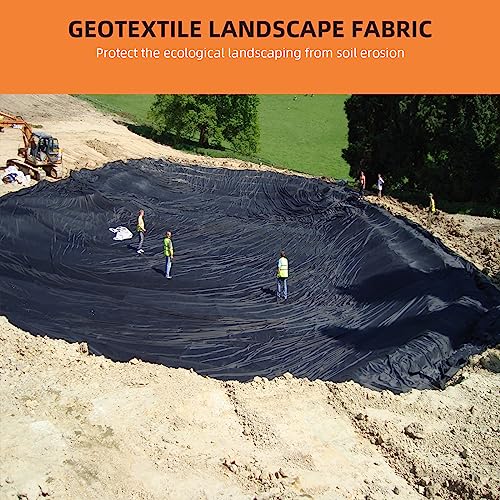 Towallmark Geotextile Landscape, 4ft x 100ft & 6oz Geotextile Fabric, PP Drainage 350N Tensile Strength & 440N Load Capacity, for Driveway & Road Stabilizationr, Erosion Control, French Drains - size: 4ft x 100ft & 6oz