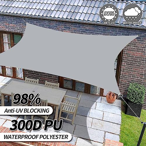 RICHIE Upgrade 8'X10' Sun Shade Sail Rectangle Canopy, Resistente À Água E Protetor Solar Uv para Pátio Externo, Gramado, Praia, Jardim, Garagem, Quintal, Deck, Pérgola, Cinza Claro - color: Light Grey, size: 8'x10', style: Rectangle