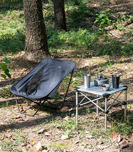iClimb Lightweight Stable Alu. Folding Square Table Roll Up Top with Carry Bag for Camping Picnic Backyards BBQ Camp Kitchen (Silver, S) - color: Alu Silver, size: Small