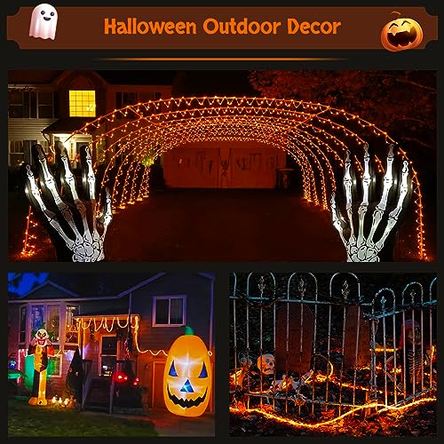 JMEXSUSS Orange Halloween Solar Lights, 66 ft 200 LED Rope Lights Outdoor Waterproof, PVC Tube Orange Christmas String Lights for Halloween Thanksgiving Fall Party Tree Fence Christmas - color: Orange, size: 200 LED