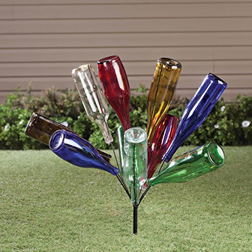 Miles Kimball Lawn and Garden Metal Wine Bottle Holder, Crafted with 100% Metal, Holds Up to 10 Bottles, Outdoor Décor/Garden Décor – Measures 24” High
