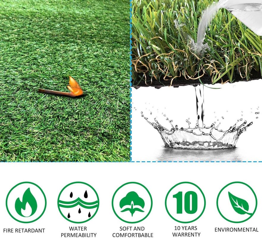 Petgrow Artificial Grass Turf 9FTX40FT- Realistic & Thick Synthetic Fake Grass Mat for Outdoor Garden Landscape Pet Dog Grass Rug Faux Turf - size: 9FTX40FT(360 Square FT)