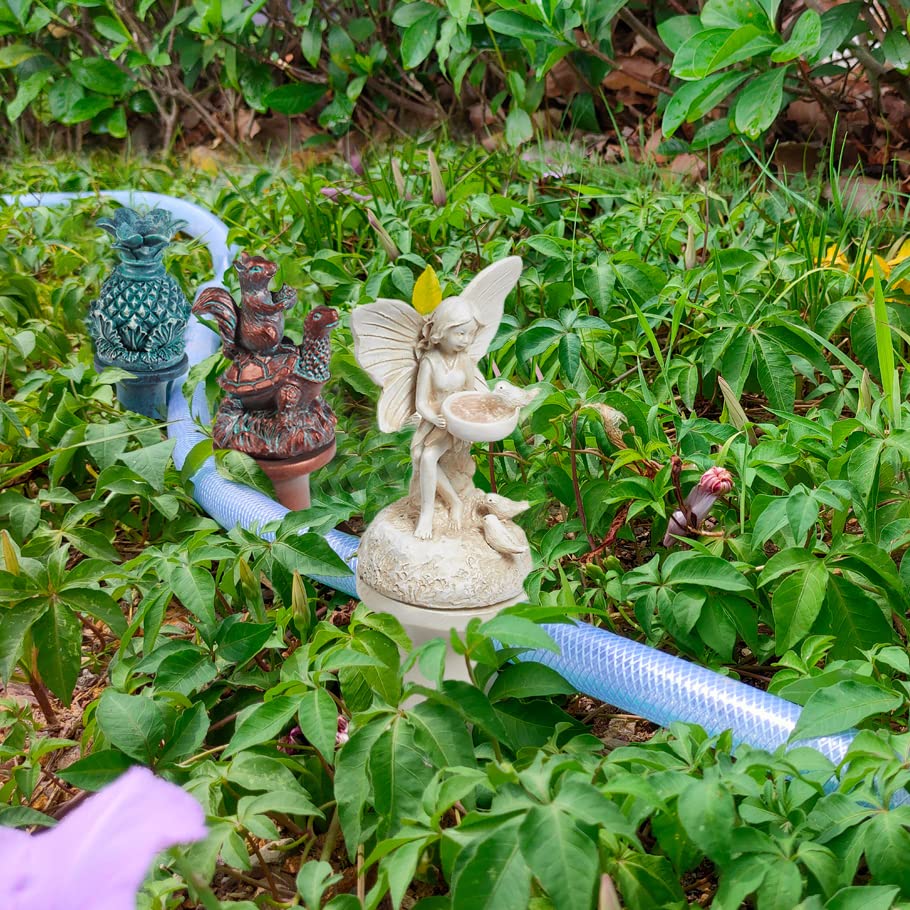 Hose Guides for Garden, 3Pcs Garden Hose Guide Stake Decorative with Roller, Hose Guide Spike Plant Protector Lawn Hose Support Spikes for Outside Lawn Yard(bud, fairy, Sun God)