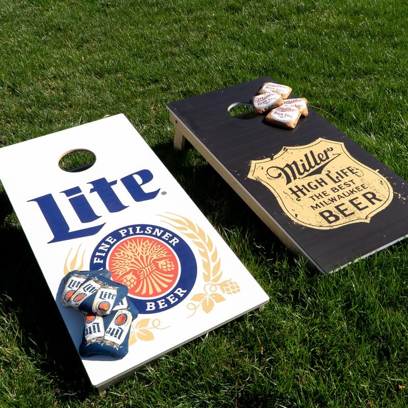 Slick Woody's Official Brand Beer + American Flag Cornhole Bags – Resin-Filled Tournament Performance with Dual Sided Professional Use Fabric- Set of 4 - color: Coors Banquet Gold