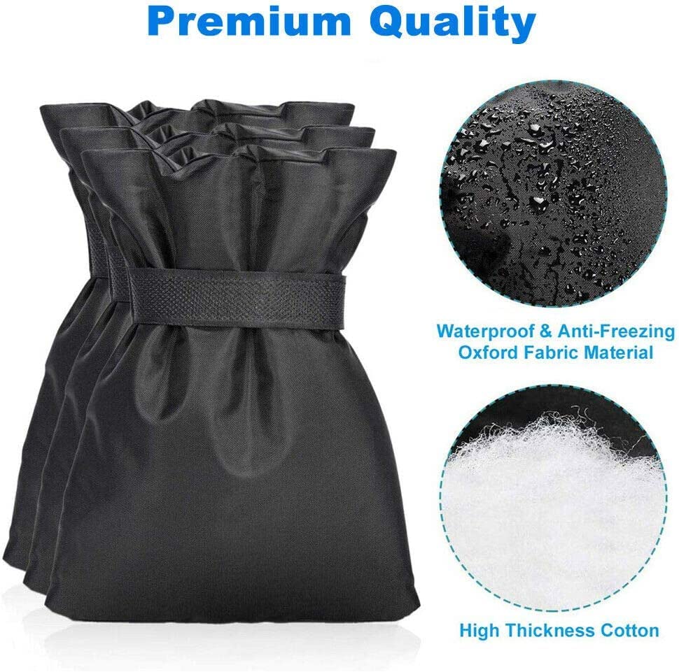Outdoor Faucet Covers for Winter - 4 Pack Pro 6.7" W x 8.3" H Outdoor Water Faucet Cover Socks for Winter Freeze Protection Pipe Insulation Reusable Waterproof Insulated Spigot backflow Cover,Black