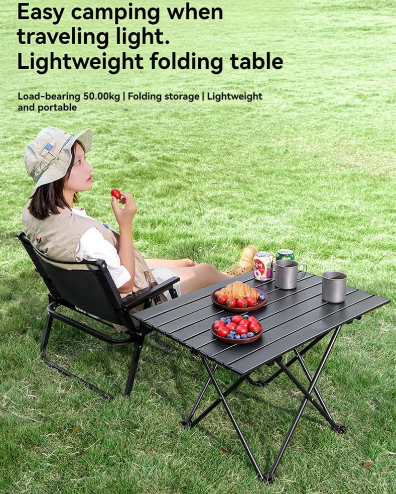 Folding Camping Table – Ultralight Aluminum Portable Table for Camping, Hiking, Backpacking, Picnic, Beach, BBQ – Compact Lightweight Collapsible Travel Side Table for Outdoor, RV, (1)