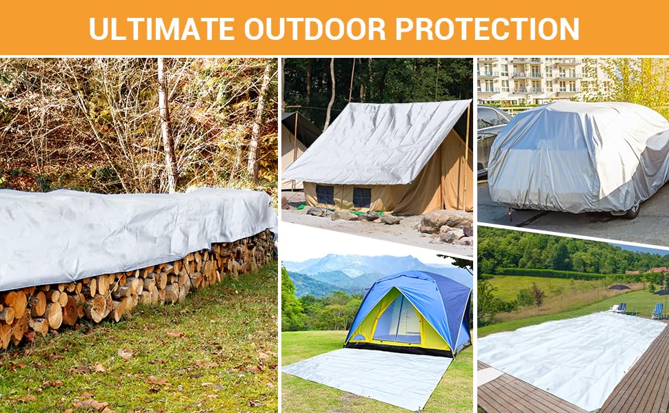 14'x18' Heavy Duty Tarp Waterproof,UV Resistant 12 Mil Thick Material, Rip and Tear Proof, Reinforced Edges .Multi-Purpose Tarpaulin Great for Canopy Tent, Boat, Pool Cover and More (Silver-Black)