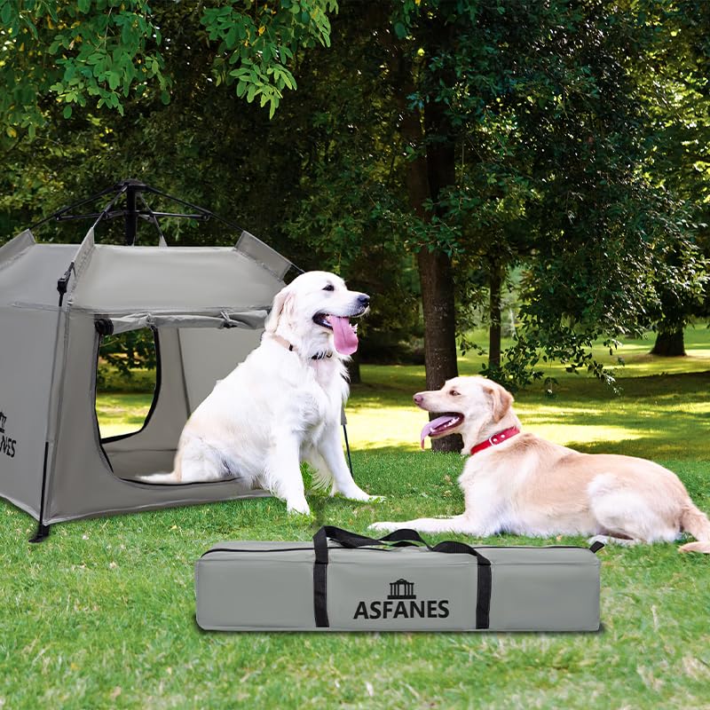 ASFANES Outdoor Pet Automatic Camping Tent, Pop up Cave Bed for Indoor Cats and Small Dogs, Portable Cat House Dog House, Grey. (No Ventilation mesh, Door Must be Left Open for use) - style: Grey