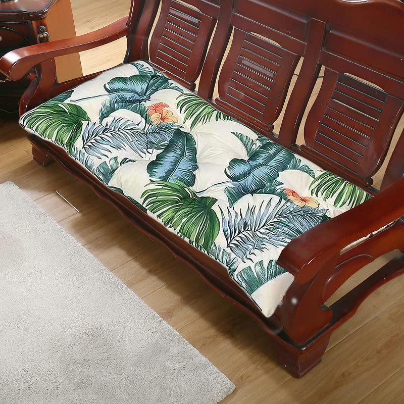 Srutirbo Waterproof Outdoor Bench Cushion, 48"x20", Swing Cushion Patio Furniture Cushions 3 Seater, for Garden Patio Furniture Lounger Bench (Leaf, 48x20 in) - color: Leaf