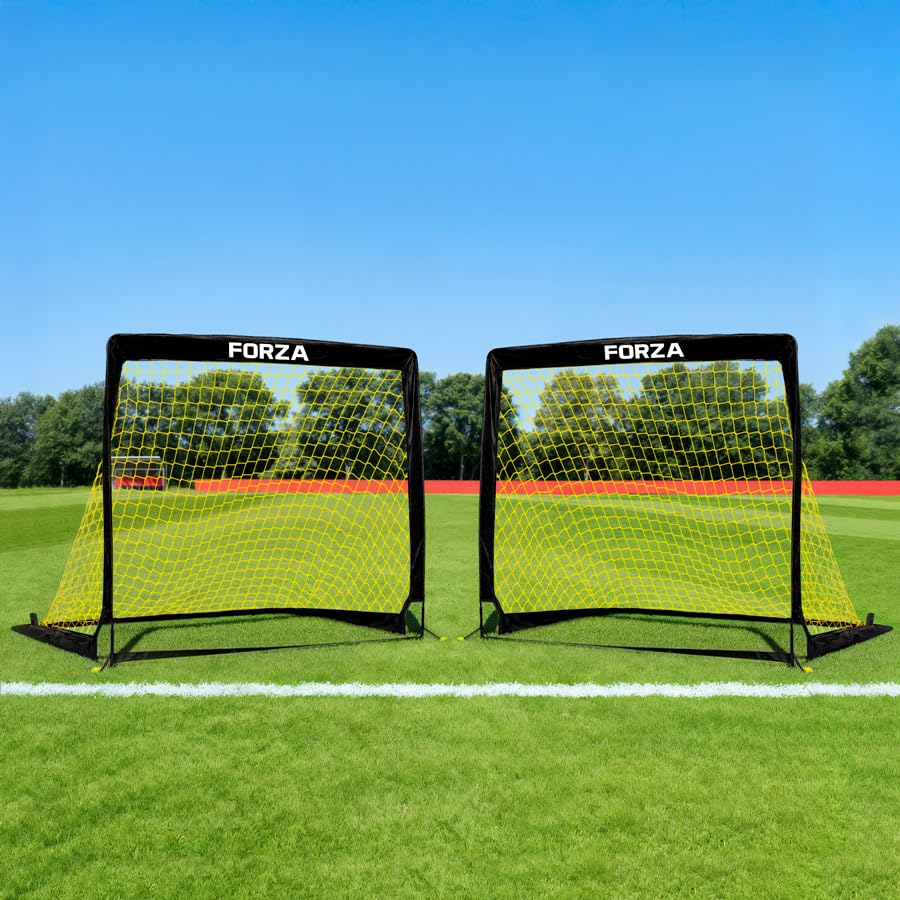 FORZA Square Pop-Up Soccer Goal [4 Sizes] | Portable Goal Posts for Kids Shooting Practice - Pop-Up in Minutes | Single or Pair of Goals - size: 7ft x 5ft, style: Pair