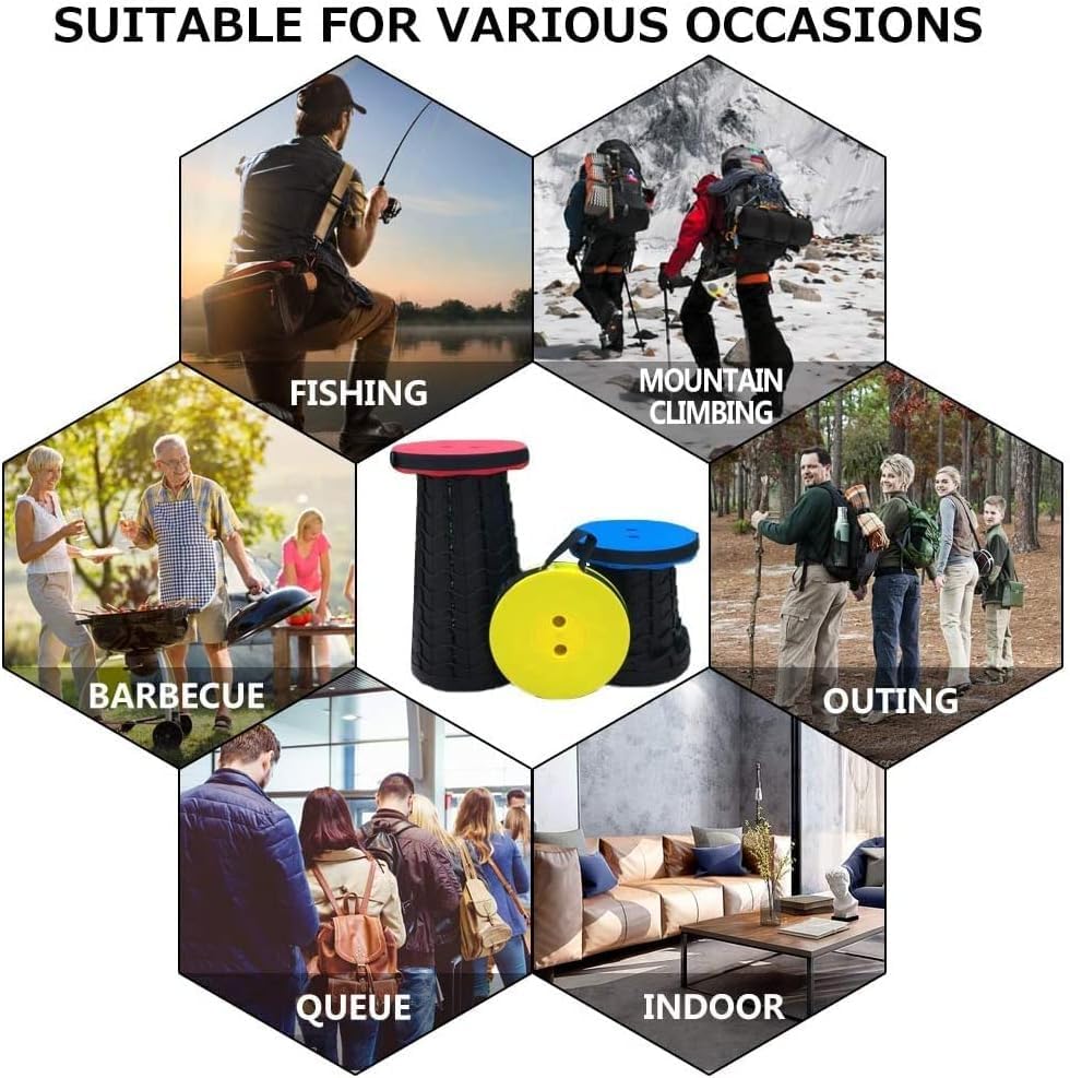 Fishboy Upgraded Collapsible Stool, 400lbs Max Weight, Lightweight But Sturdy, Portable Retractable Folding Telescoping Foldable Camping Stool for Adults Outdoor Fishing Hiking BBQ - color: Blue