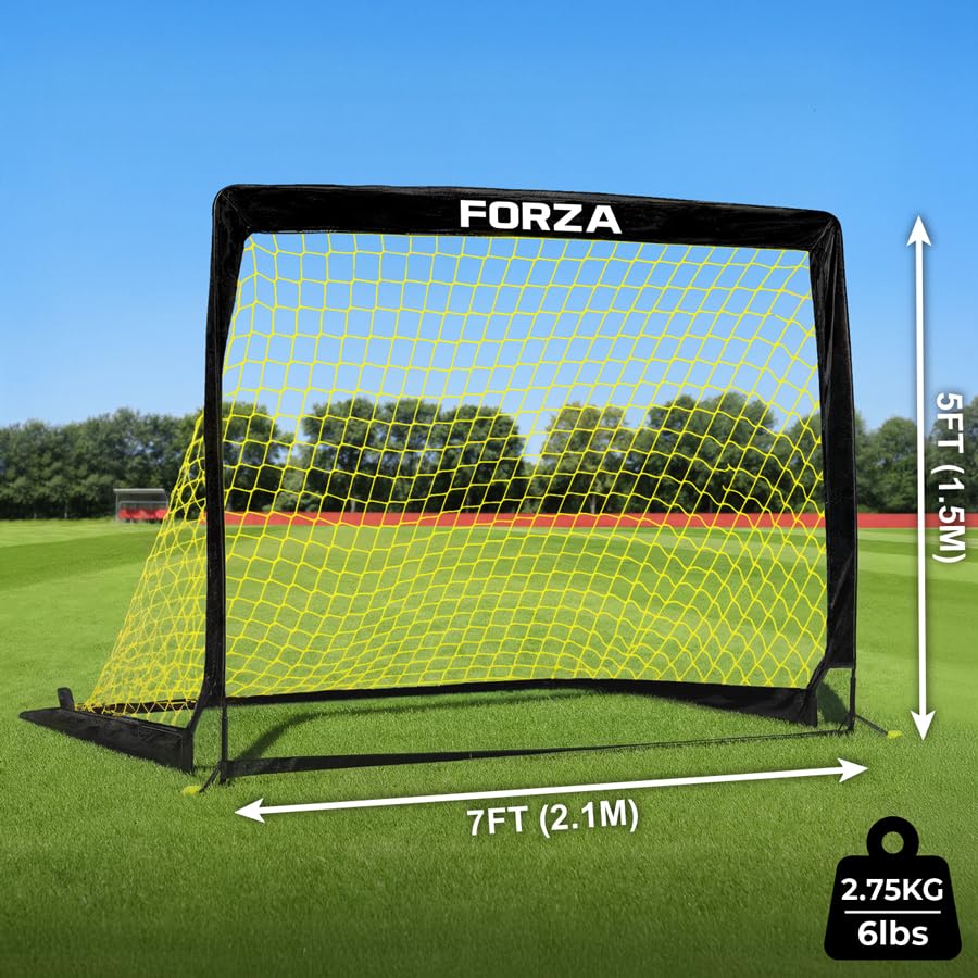 FORZA Square Pop-Up Soccer Goal [4 Sizes] | Portable Goal Posts for Kids Shooting Practice - Pop-Up in Minutes | Single or Pair of Goals - size: 7ft x 5ft, style: Single