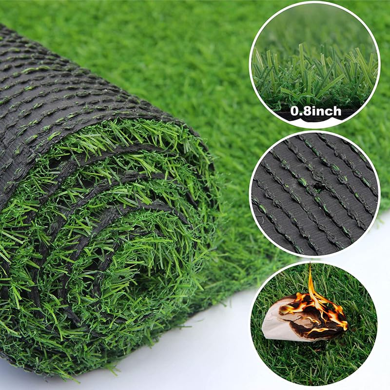 Petgrow Thick Artificial Grass3FTX19FT,0.7Inch Pile Height Green Soft Fake Faux Grass Turf Mat,Indoor Outdoor Garden Dogs Pet Synthetic Grass Carpet Doormat, Rubber Backed with Drainage Holes - size: 3FTX19FT