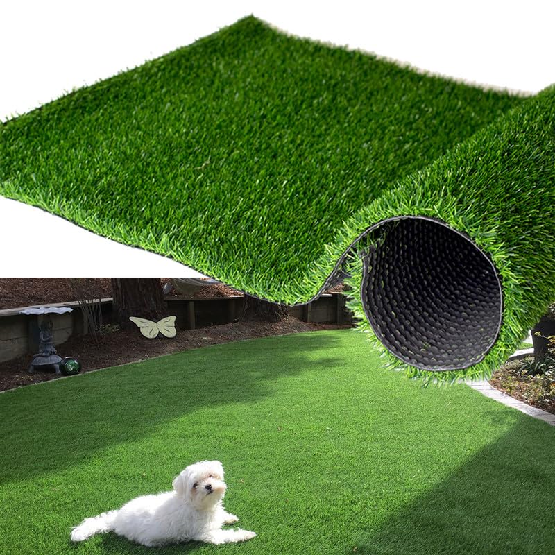 Artificial Grass Turf Rug, 0.7" Fake Grass Faux Thick Outdoor Rug 3FT x 68FT Synthetic Mat Astroturf with Drain Holes for Dogs Garden Lawn Landscape Balcony - size: 3FTX68FT