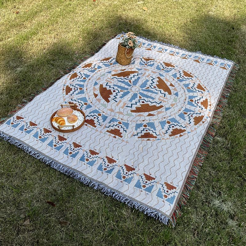 White Picnic Blanket, Extra Large Soft Cotton Gauze Picnic Rug 71"x71", Lightweight Breathable Blanket, Machine Washable for Beach, Camping, Park, Couples (Weave Hues - No Straps) - color: Weave Hues