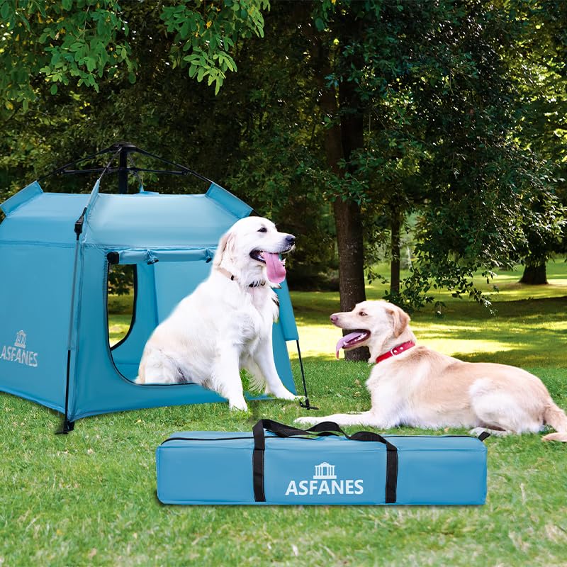 ASFANES Outdoor Pet Automatic Camping Tent, Pop up Cave Bed for Indoor Cats and Small Dogs, Portable Cat House Dog House, Sky Blue. (No Ventilation mesh, Door Must be Left Open for use) - style: Sky Blue