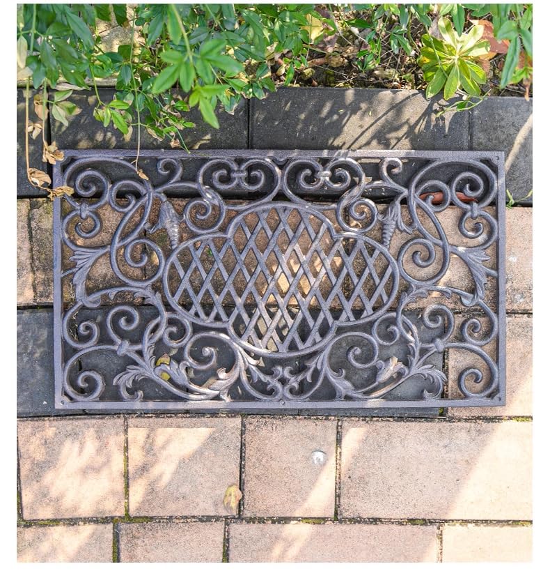 CT Copper Tailor Heavy Duty Cast Iron Doormat,Rectangle Outdoor Mat,Non-Slip Front Door Mat,Entrance Mat,Shoe Scraper,24”x 13.78”,Exquisite Scrolls Pattern Design - color: Exquisite Scrolls