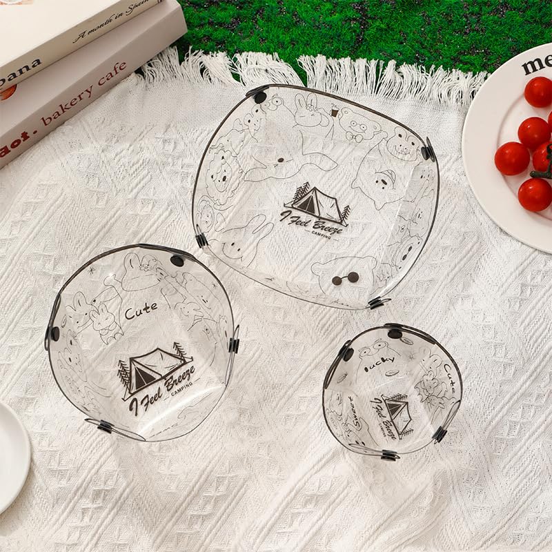 Ultra Light Portable Collapsible Outdoor Cutlery 3 Piece Set, Foldable Plate,Bowl,Cup,Easy To Clean, Reusable,Space Saving,Heat Resistant, Food Grade Material, For Office, Picnic,Camping, Travel