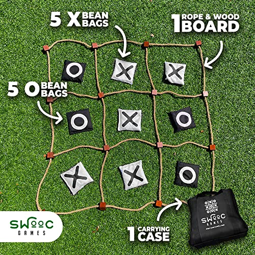Swooc Games® - Giant Tic Tac Toe Game Outdoor (All Weather) | 3ft x 3ft | Instant Setup, No Assembly | Giant Outdoor Games for Adults and Family | Outside Toys | Large Lawn & Backyard Fun | Yard Game