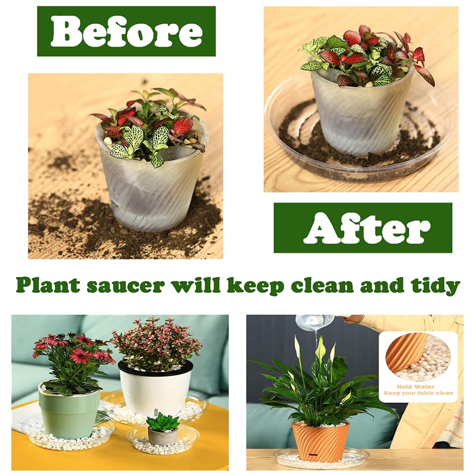 30 Packs 20" Clear Plant Saucers for Indoor Outdoor Use Heavy Duty Plastic Plant Trays for Planter Flower Pot Drip Trays to Catch Water, Bulk 4 to 20 Inch, Round Transparent - size: 20 inches