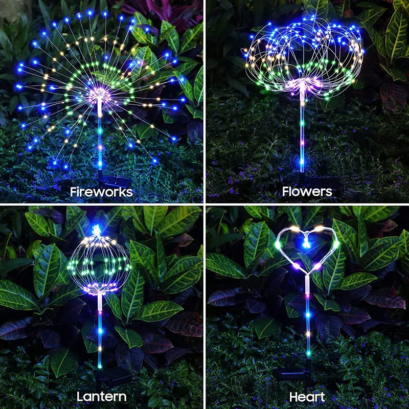 Garden Decor Solar Lights Outdoor,155LED 8 lighting modes pole light Waterproof Colorful Solar Garden Lights for Christmas, Halloween Decoration,Yard, Patio, Porch,Flower Pot,Pathway (2Pack) - color: Multicolor