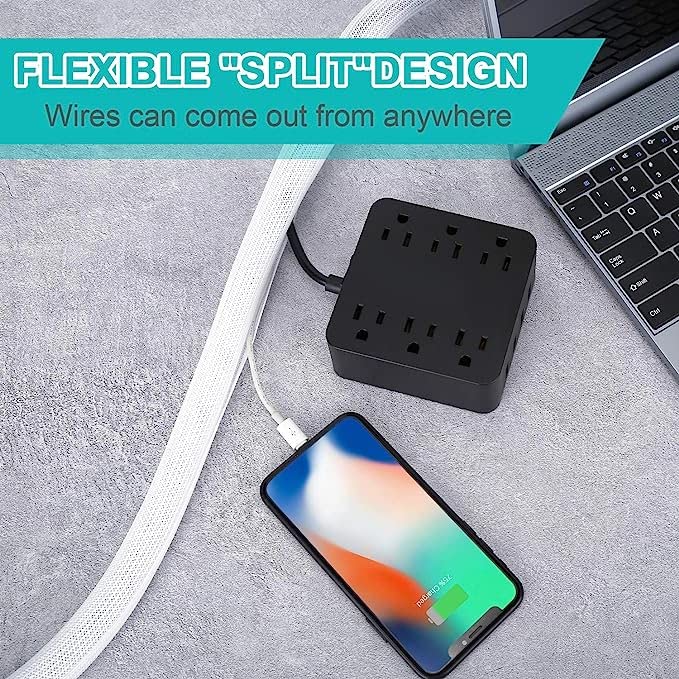 20ft - 1 inch White Cable Sleeve, Cable Organizer for Desk PC TV Computer, Wire Protector Cable Wrap Cover, Cord Management for Home Office - color: White, size: 20ft, 1''