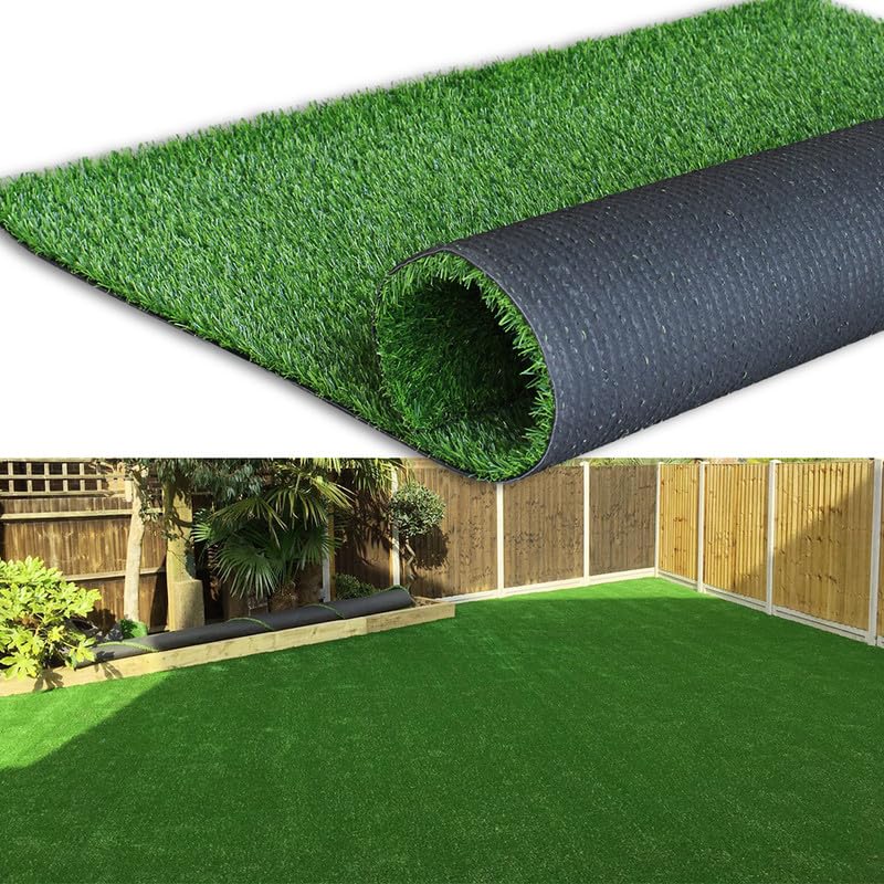 Petgrow Thick Artificial Grass 3 x 15ft,0.7Inch Pile Height Green Soft Fake Faux Grass Turf Mat,Indoor Outdoor Garden Dogs Pet Synthetic Grass Carpet Doormat, Rubber Backed with Drainage Holes - size: 3FTX15FT