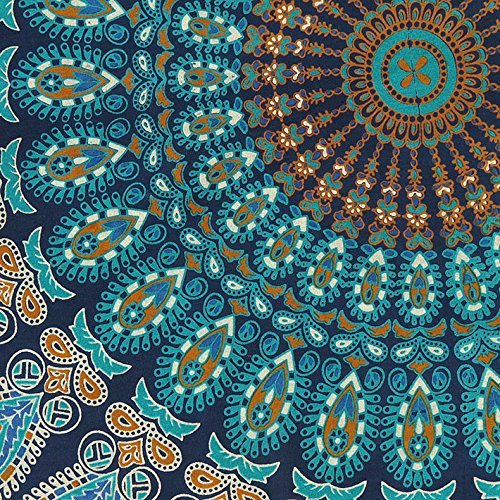 32" Peacock Mandala Bohemian Yoga Meditation Floor Pillow Cover Comfortable Home Car Bed Sofa Cushion Couch Seating Large Zipped Throw (32 inches, Blue Green) - color: Blue Green