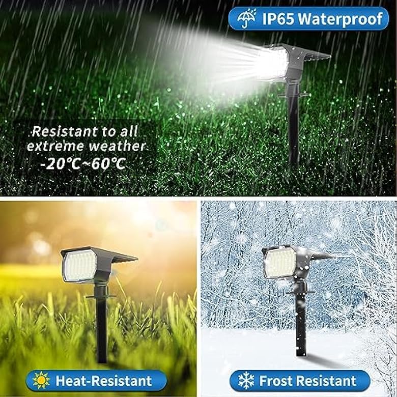 WENATY Solar Spot Lights Outdoor Waterproof IP65, 6 Pack Landscape Spotlights with 46 LEDs, 3 Modes Auto On/Off Solar Powered Flood Lights for Outside Pathway, Yard, Garden, Walkway (Cool White) - color: Cool White, size: 6 Pack
