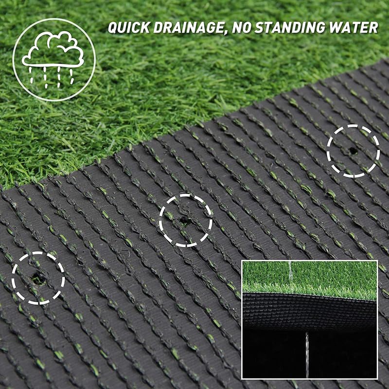 Petgrow Thick Artificial Grass3FTX16FT,0.7Inch Pile Height Green Soft Fake Faux Grass Turf Mat,Indoor Outdoor Garden Dogs Pet Synthetic Grass Carpet Doormat, Rubber Backed with Drainage Holes - size: 3FTX16FT