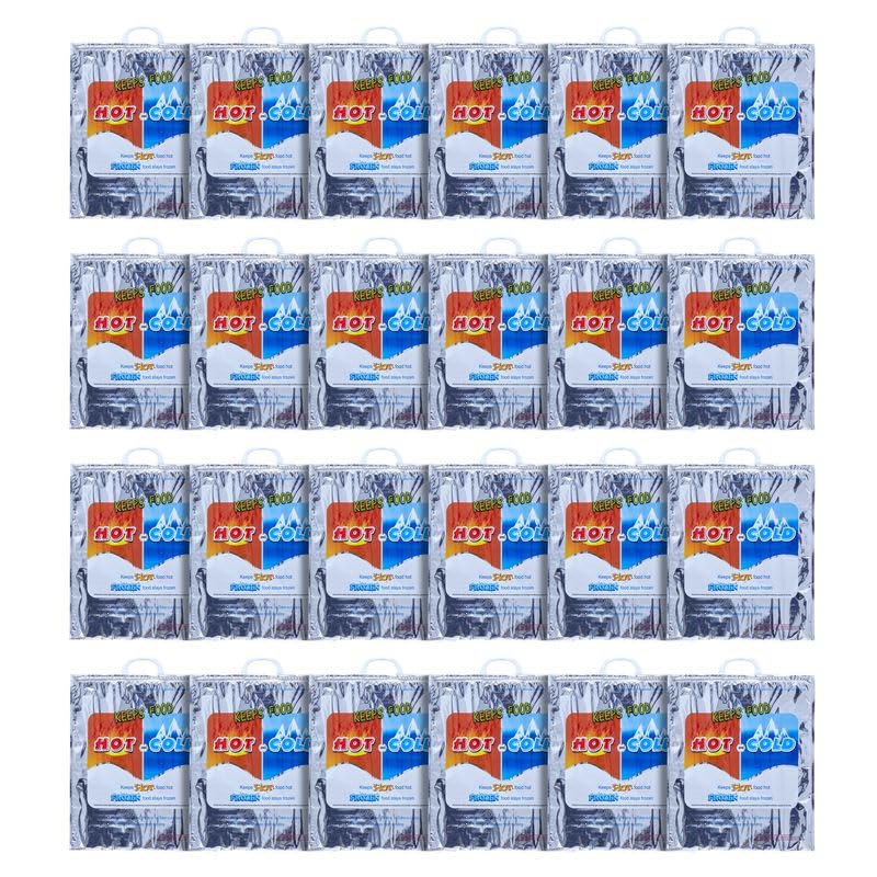 Superio Hot and Cold Insulated Bags for Food Delivery, Grocery Shopping Bags, Food Storage for Hot and Frozen Food for Travel, Disposable Cooler Bag, Reinforced Thermal Lunch Bag (24, 16"x19.25") - color: 24 Pack, size: Large (Meal and Grocery Size)