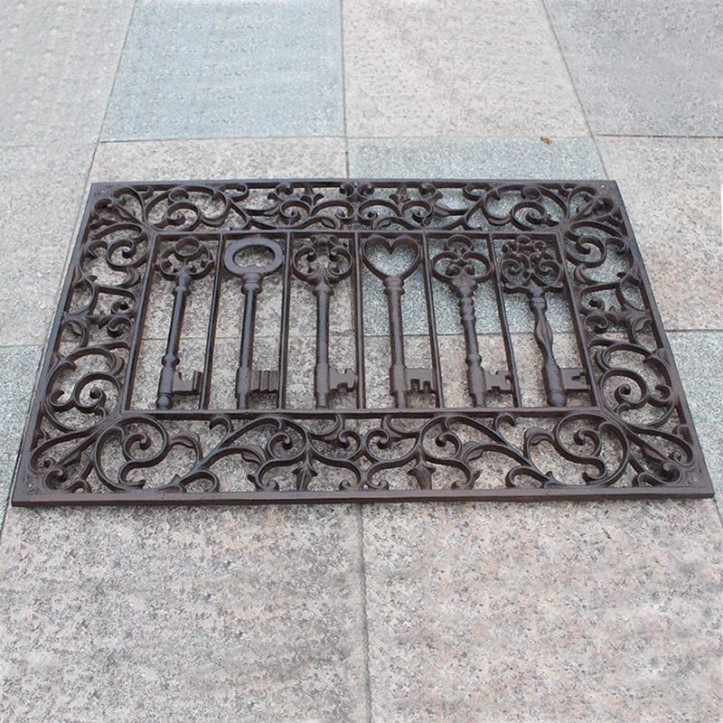 CT Copper Tailor Heavy Duty Cast Iron Doormat,Rectangle Outdoor Mat,Non-Slip Front Door Mat,Entrance Mat,Shoe Scraper,23.23”x 15.35”,Lovely Keys Pattern Design - color: Lovely Keys