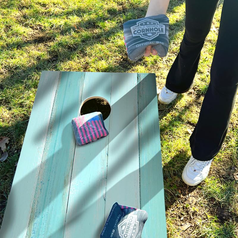 World Series of Cornhole Regulation Size Cornhole Boards – Lightweight & Durable All-Wood Construction | Backyard Bean Bag Toss Set | Rugged Outdoor Game for Tailgates, BBQs, & Backyard Battles - color: Coastal Color Beach