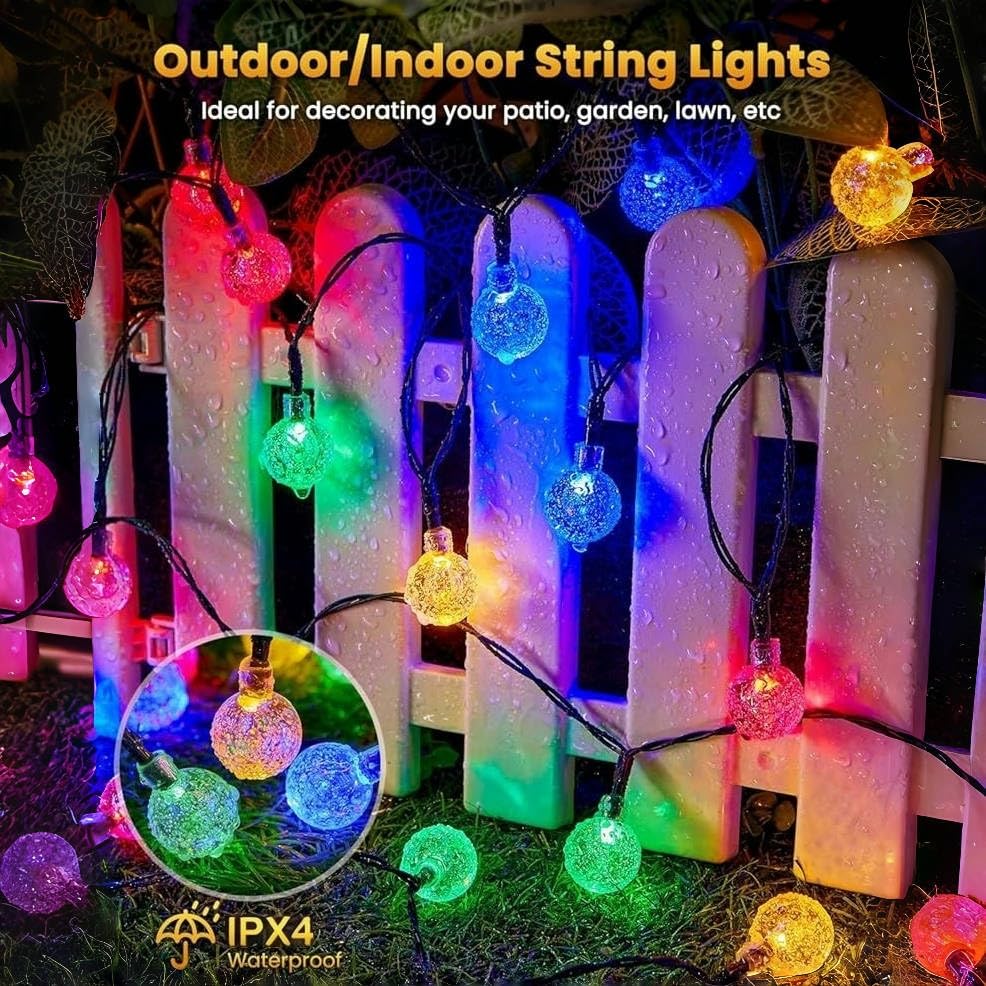Solar String Lights Outdoor 2 Pack, 39FT 100 LED Globe Lights Outdoor, 8 Modes Waterproof Solar Patio Lights, Garden String Lights for Outside Gazebo Yard Backyard Decor (Multicolor) - color: Multicolor