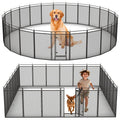 32" Height Dog Playpen for Small Dog & Puppy, 24 Panels Metal Pet Playpen with Safety Mesh, Portable Foldable Exercise Pen for Indoor Outdoor, Yard, Camping & RV, Black-Silver - size: 32'', style: 24 Panels