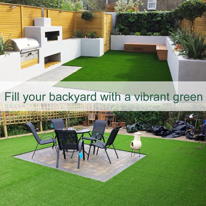 Petgrow Thick Artificial Grass3FTX16FT,0.7Inch Pile Height Green Soft Fake Faux Grass Turf Mat,Indoor Outdoor Garden Dogs Pet Synthetic Grass Carpet Doormat, Rubber Backed with Drainage Holes - size: 3FTX16FT
