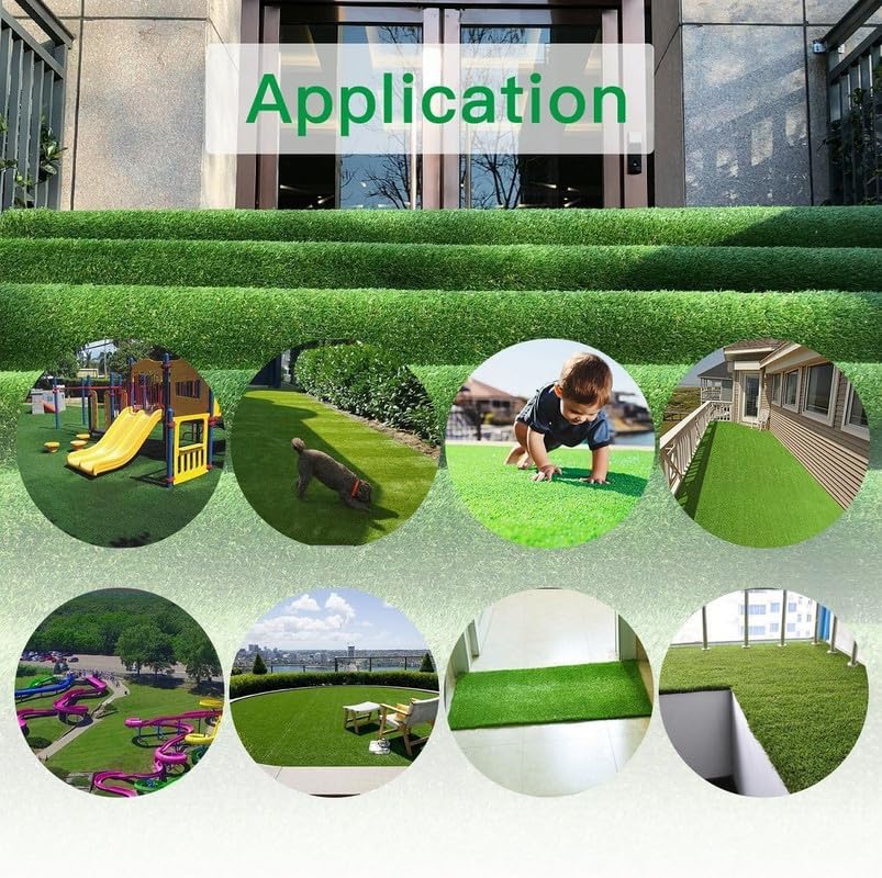 Petgrow Artificial Grass Turf 9FTX82FT(739 Square FT)- Realistic & Thick Synthetic Fake Grass Mat for Outdoor Garden Landscape Pet Dog Grass Rug Faux Turf - size: 9ftx82ft(739 Square Ft)