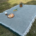 White Picnic Blanket, Extra Large Soft Cotton Gauze Picnic Rug 71"x71", Lightweight Breathable Blanket with Leather Handle, Machine Washable for Beach, Camping, Park, Couples (Green) - color: Green