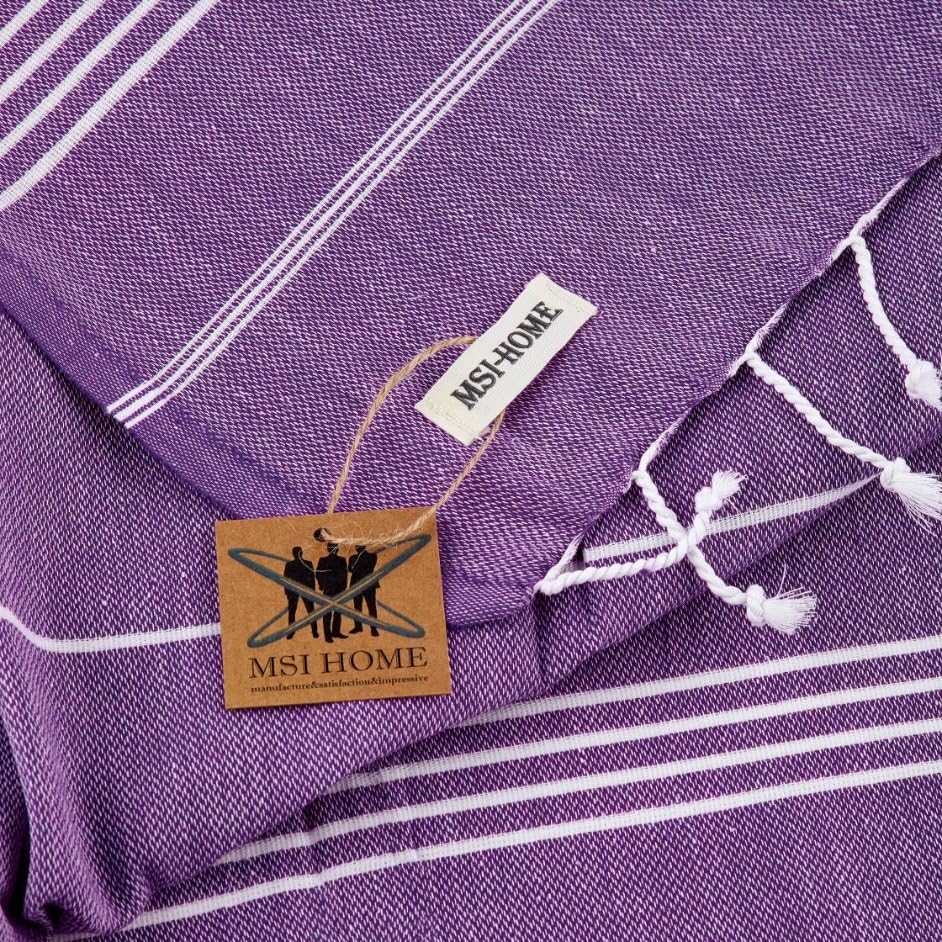100% Organic Turkish Cotton Beach and Bath Towel, Peshtemal Towel Blanket, Quick Dry Sand Free, Oversized Light Compact, Diamond Weave, Prewashed, 71 x 39 Inches (Purple) - color: Purple